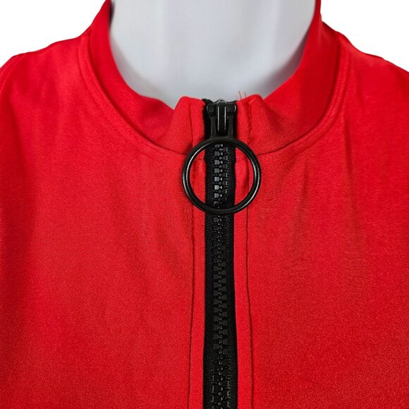 Charmo Womens High Neck Zipper Full Coverage One Piece Swimsuit Size Medium Red - Picture 8 of 11